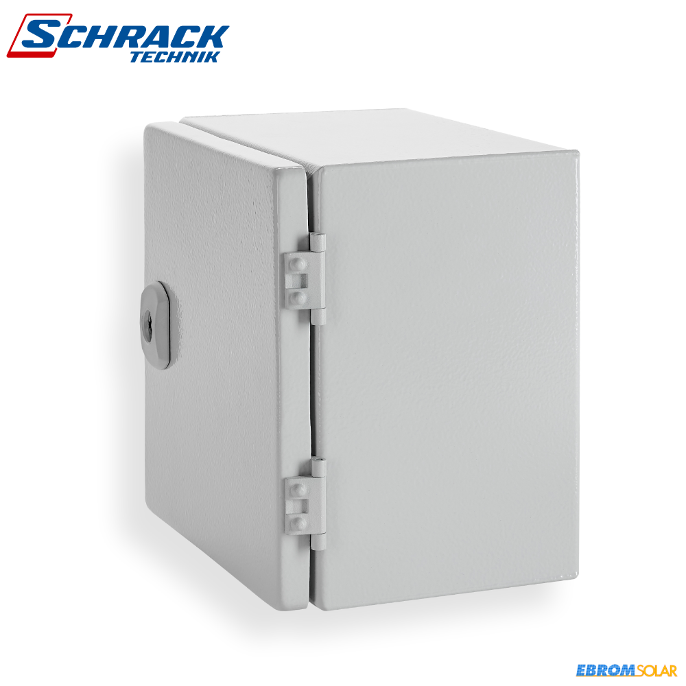 Wandgehäuse 1-Tür IP66 200x200x150mm Stahlblech FÜR Hauptschalter 2 pol. 32A, 600VDC, Reiheneinbau