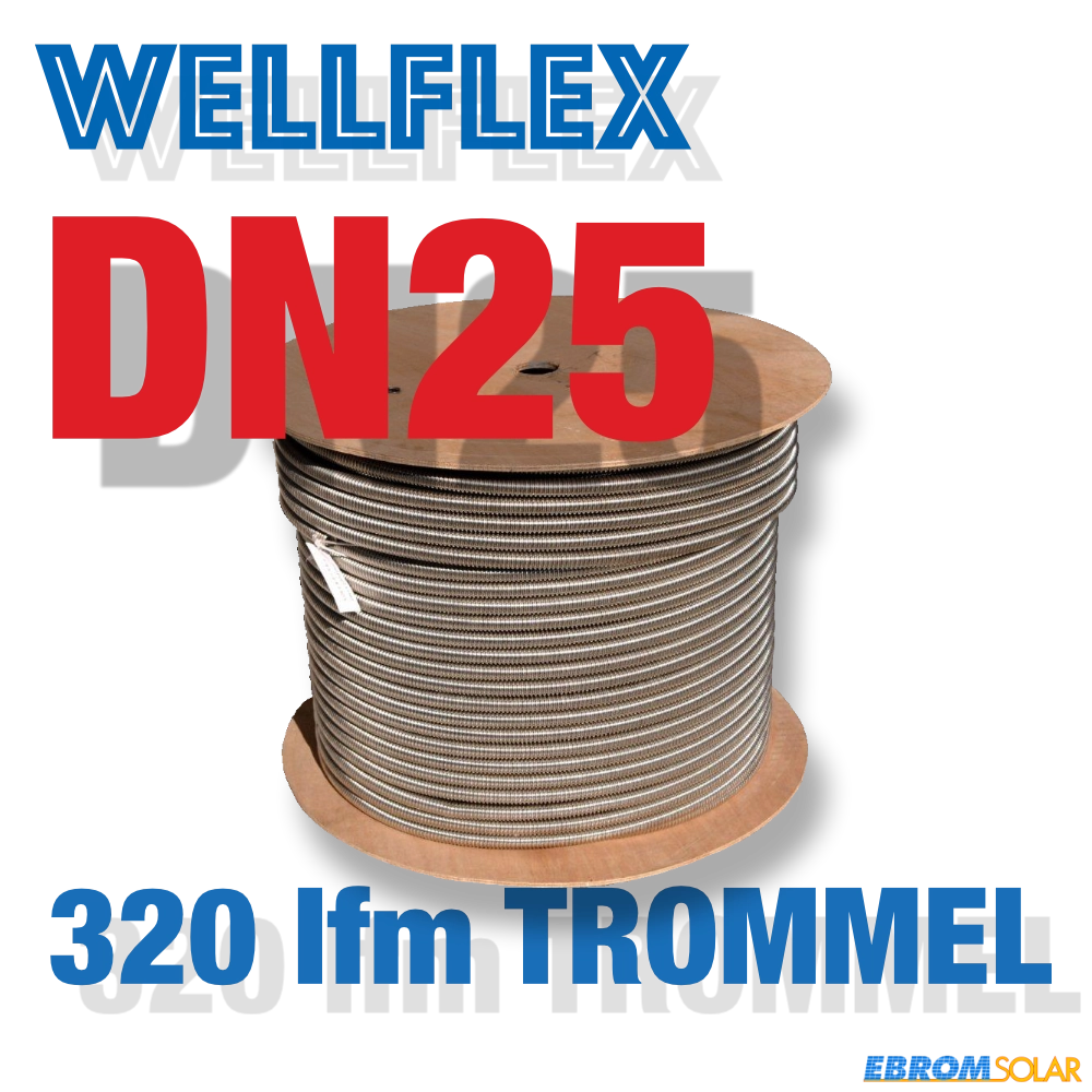 Weitgewelltes Edelstahlwellrohr DN25 Trommel 320lfm