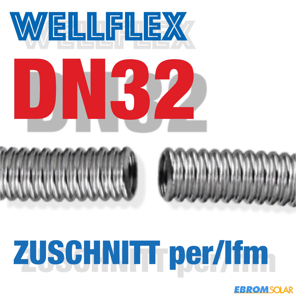 Weitgewelltes Edelstahlwellrohr DN32 Zuschnitt