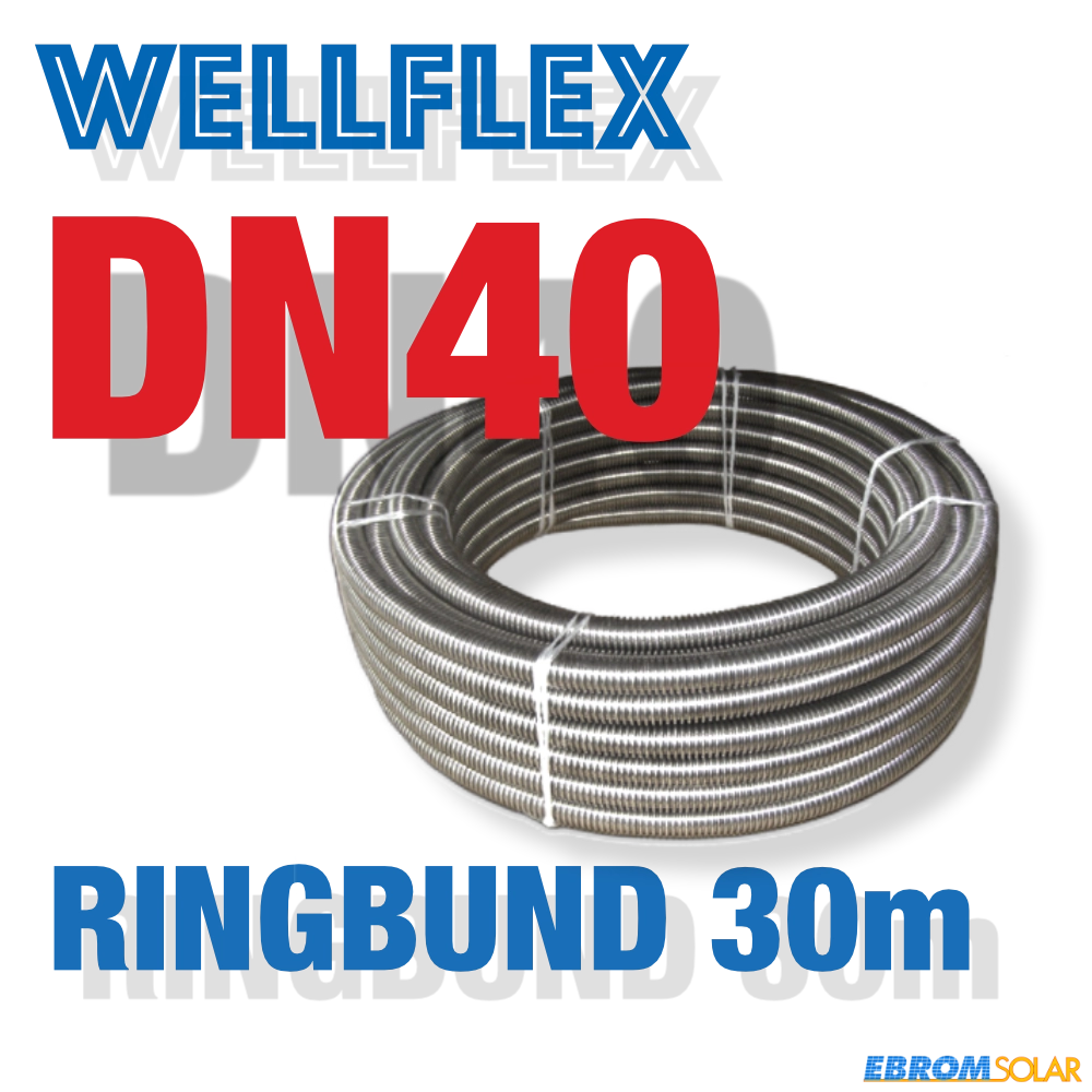 Weitgewelltes Edelstahlwellrohr GN40 Ringbund 30m