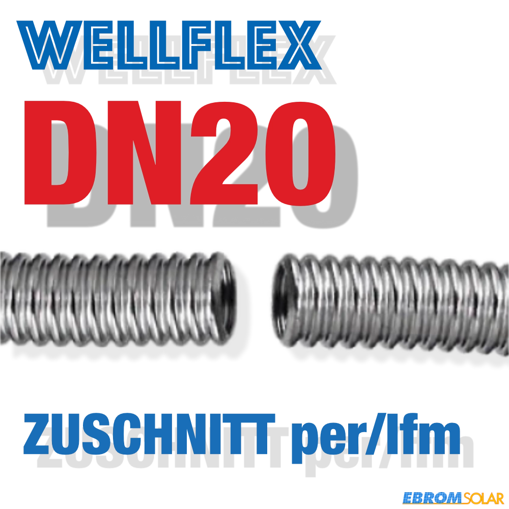 DN20 Weitgewelltes Edelstahlwellrohr Solarthermieanlagen. (Aisi 316L, V4A, Nirosta 4404)