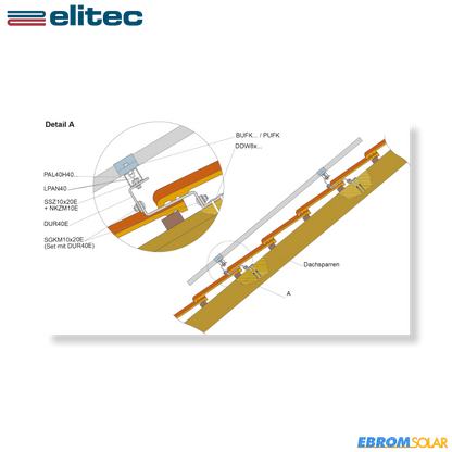 BUF30 Seitenhalter für PV-Modul H=30mm Aluminium